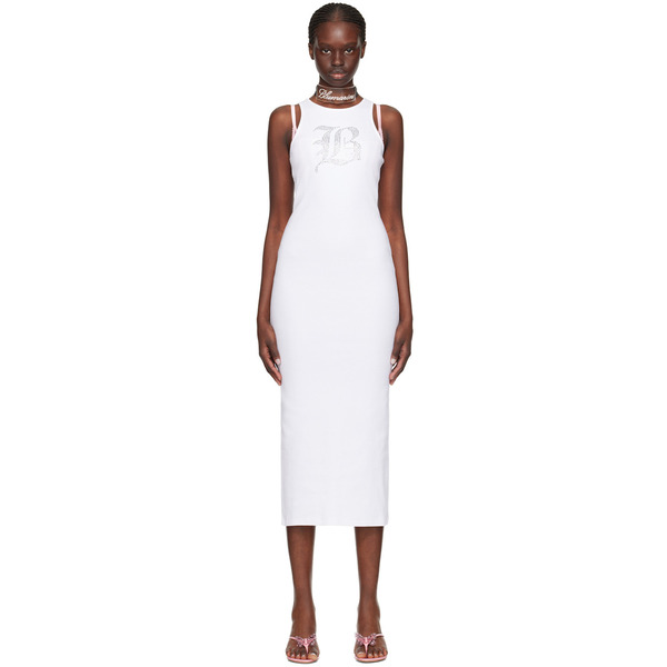  Blumarine White Graphic Midi Dress 