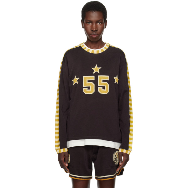  Bode Brown Medalist Appliqué Long Sleeve T-shirt 