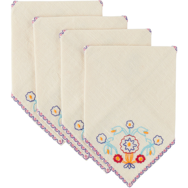  Bode Four-pack Off-white Garden Party Cocktail Napkins 