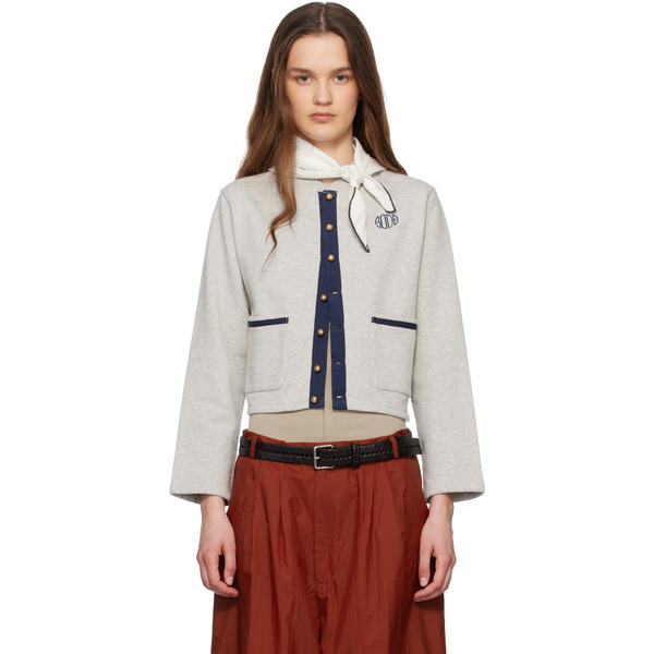  Bode Gray Heathered Cardigan 