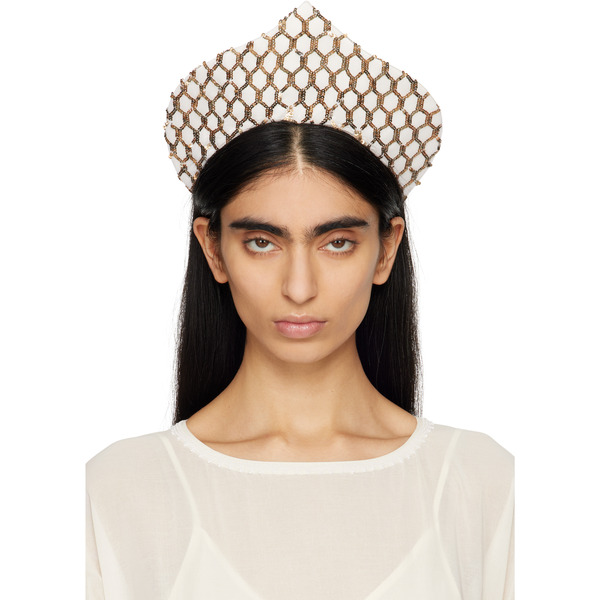  Bode Off-white & Gold Pinnacle Crown Headband 