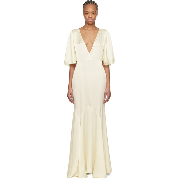 Bode Off-white Satin Claret Maxi Dress 