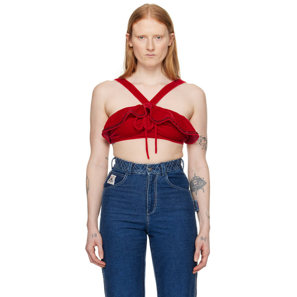  Bode Red Ruffle Bra 