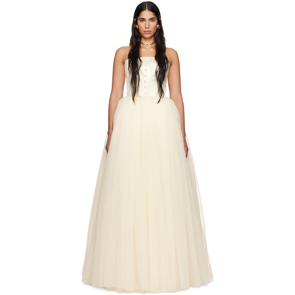  Bode Ssense Exclusive Off-white Harbour Maxi Dress 