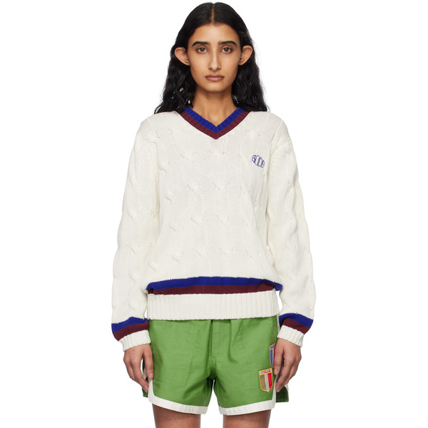 Bode White Tennis Sweater 