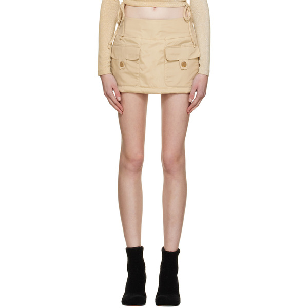  Bonbom Beige Flap Pocket Miniskirt 