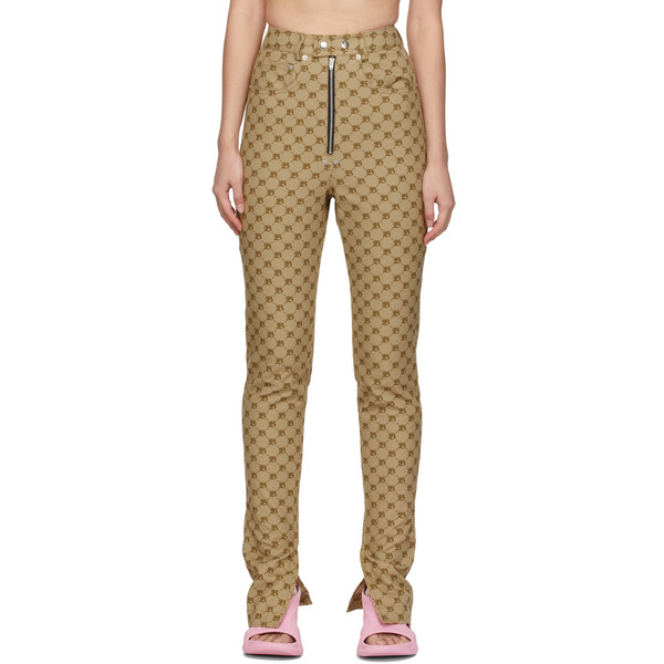  Bonbom Beige Monogram Slit Bottom Jeans 