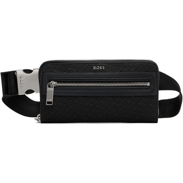  Boss Black Bonded Leather Belt Bag 