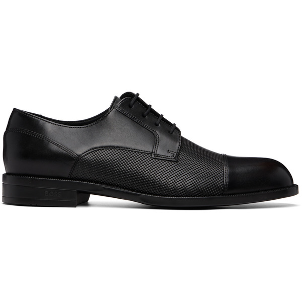  Boss Black Cap-toe Leather Derbys 