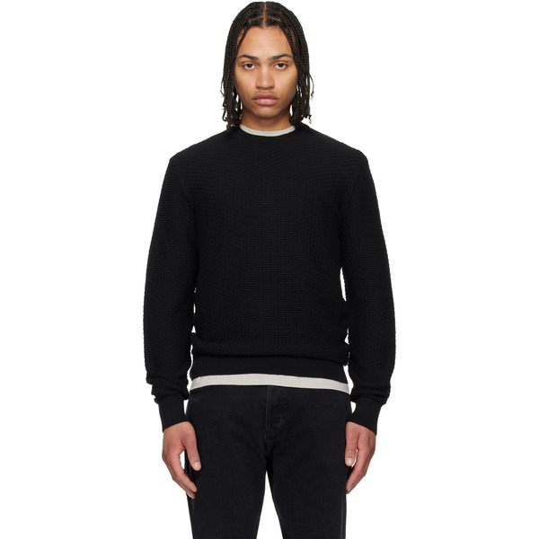  Boss Black Cotton Knitted Structure Sweater 