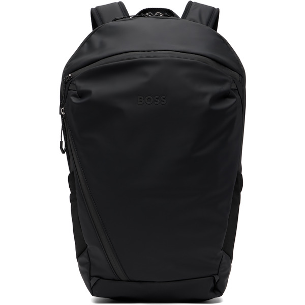  Boss Black Faux-leather Reflective Detail Backpack 