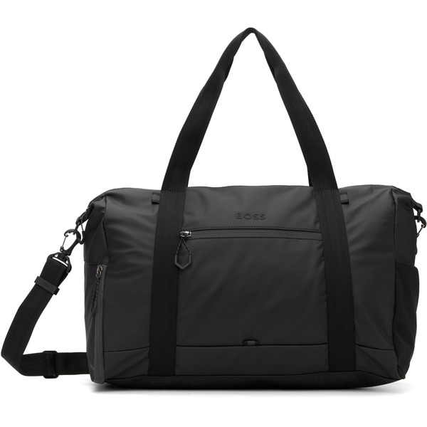  Boss Black Reflective Details Faux-leather Holdall Duffle Bag 