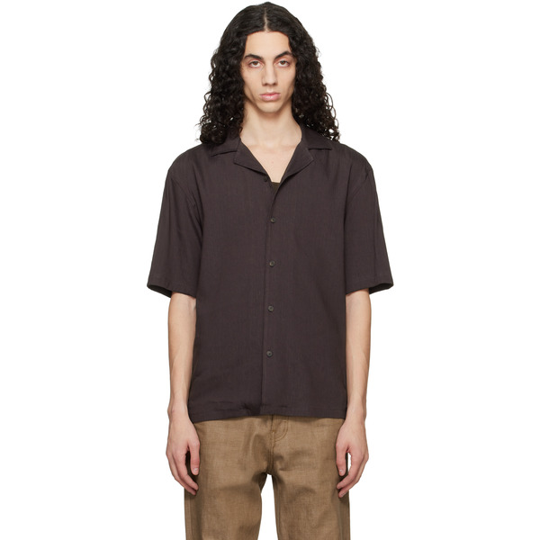  Boss Brown Short-sleeve Linen Shirt 