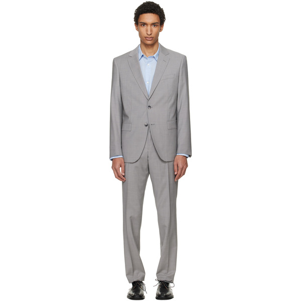  Boss Gray Slim-fit Virgin Wool Suit 