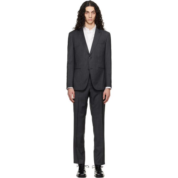 Boss Gray Two-piece Slim-fit Virgin Wool Suit 