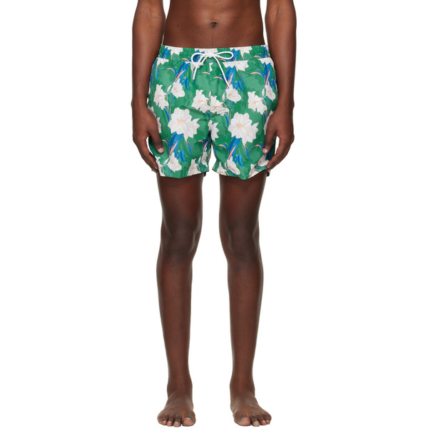  Boss Green Logo-detail Floral Print Swim Shorts 