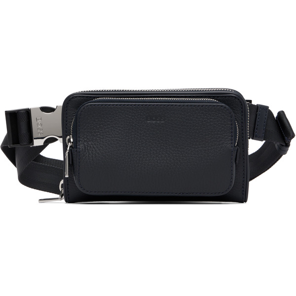  Boss Navy Leather Crossbody Belt Bag 
