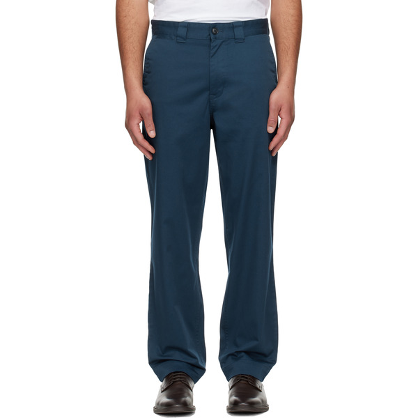  Boss Navy Straight-fit Cotton-blend Twill Trousers 