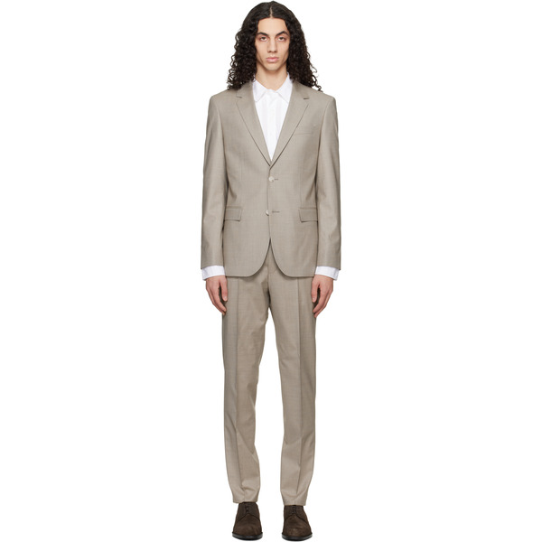  Boss Taupe Two-piece Slim-fit Stretch Wool Suit 