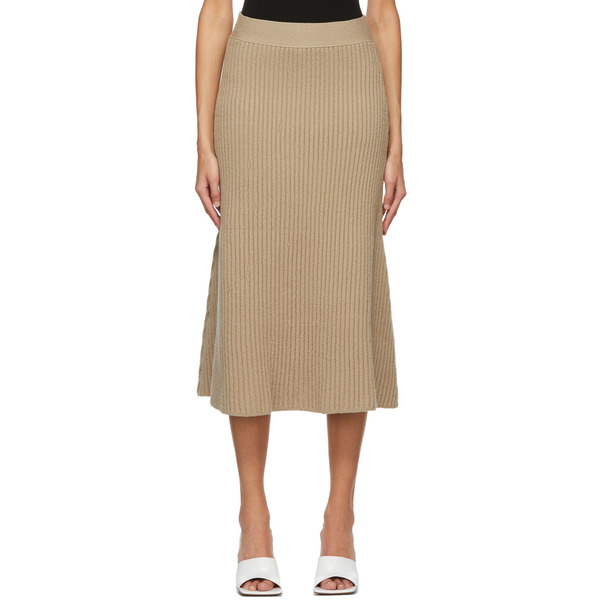  Bottega Veneta Beige Wool Rib Skirt 