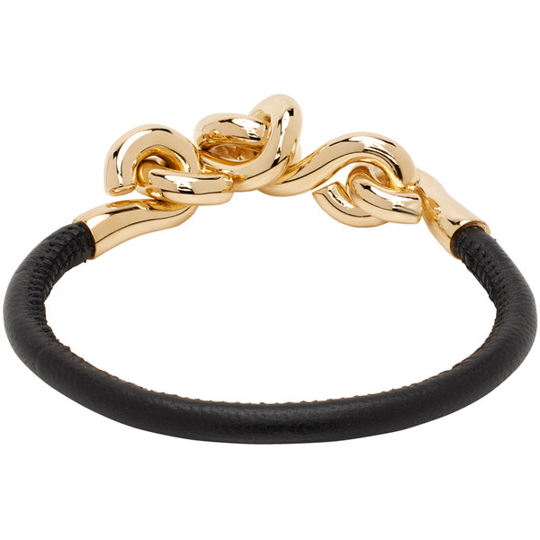  Bottega Veneta Black Loop Leather Bracelet 