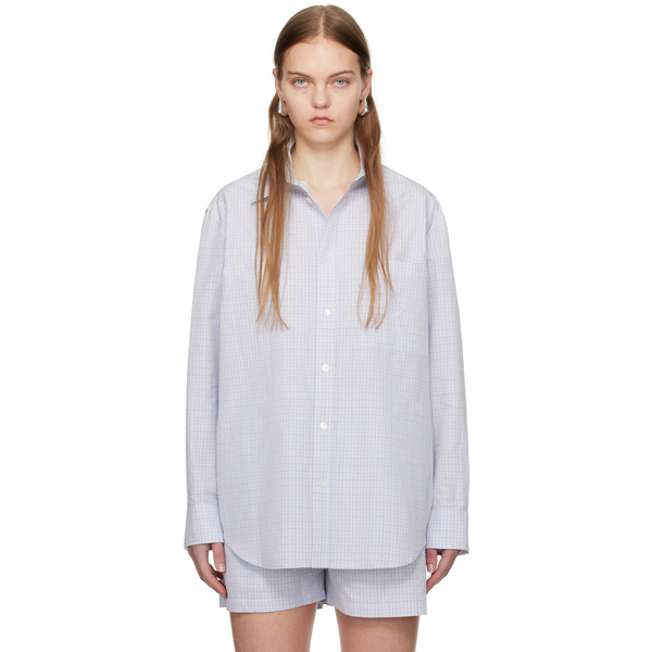  Bottega Veneta Blue Checked Shirt 