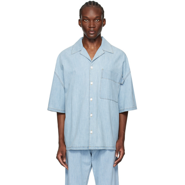  Bottega Veneta Blue Light Bleached Denim Shirt 