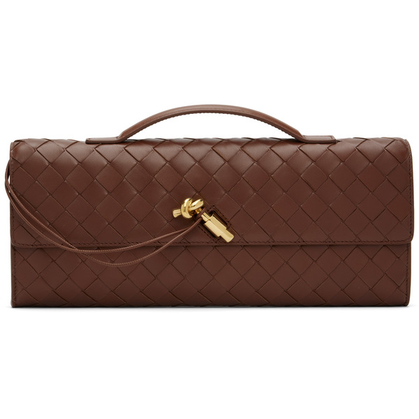  Bottega Veneta Brown Andiamo Clutch 