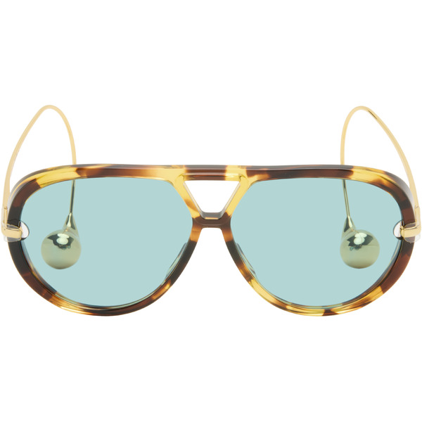  Bottega Veneta Brown Drop Aviator Sunglasses 
