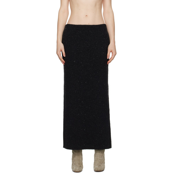  Bottega Veneta Gray Wool Tailored Maxi Skirt 