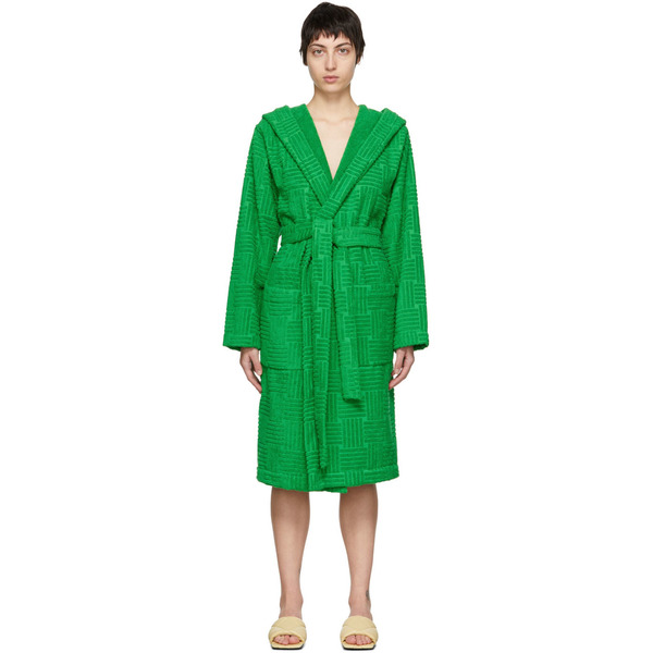  Bottega Veneta Green Intreccio Bath Robe 
