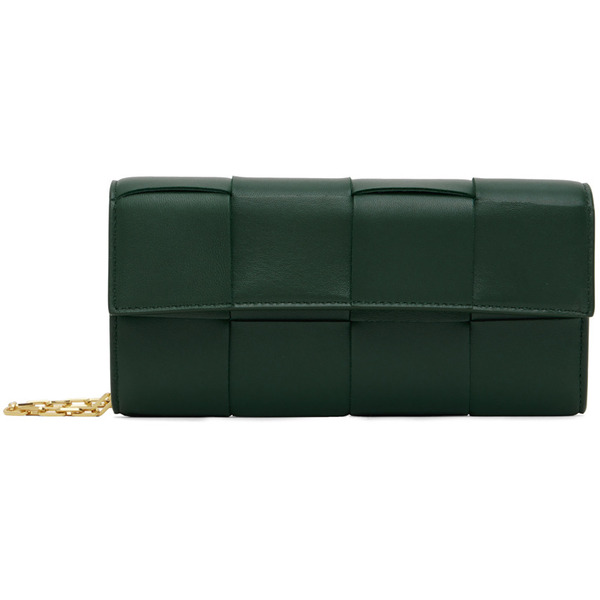  Bottega Veneta Green Intreccio Cassette Chain Bag 