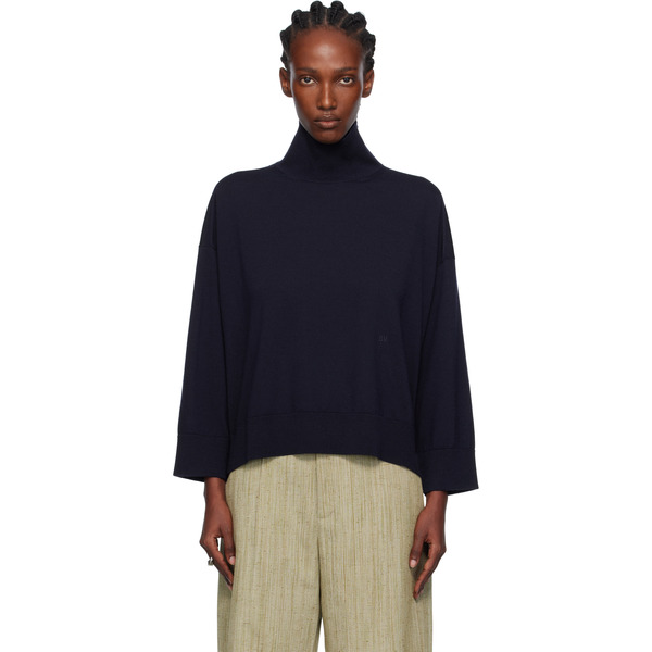  Bottega Veneta Navy Classic Wool Turtleneck 