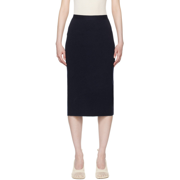  Bottega Veneta Navy Light Midi Skirt 