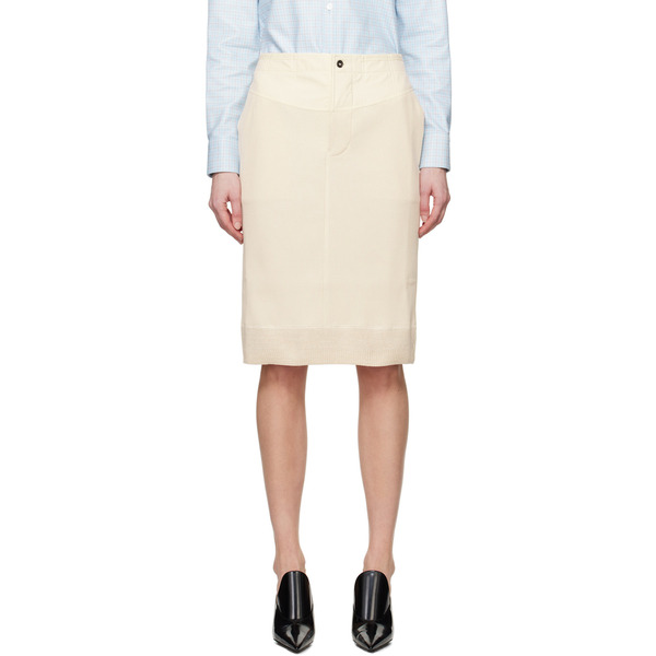 Bottega Veneta Off-white Ribbed Midi Skirt 