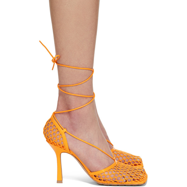  Bottega Veneta Orange Stretch Heels 