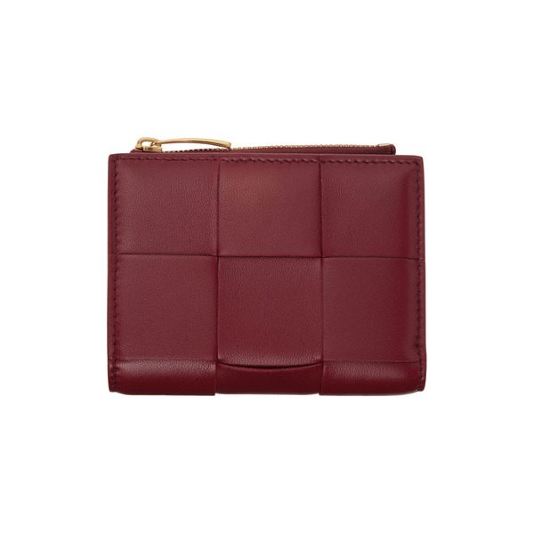  Bottega Veneta Red Small Cassette Bi-fold Zip Wallet 