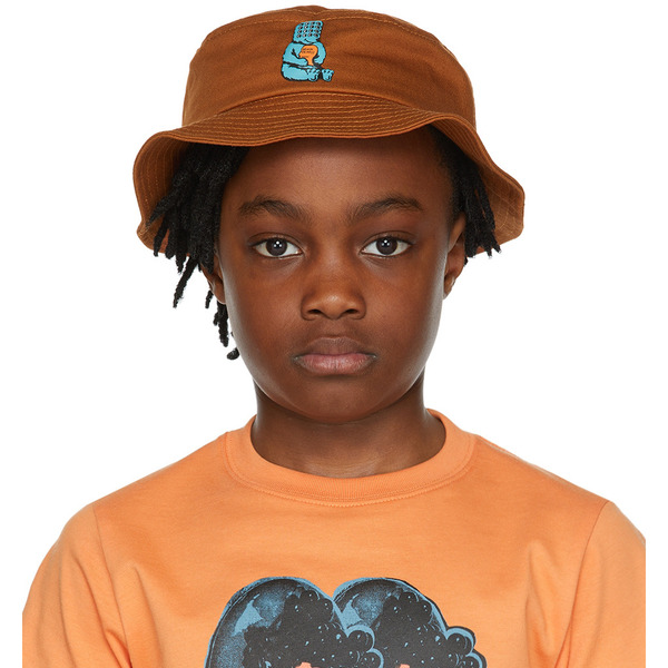  Brain Dead Ssense Exclusive Kids Orange Bear Brain Bucket Hat 
