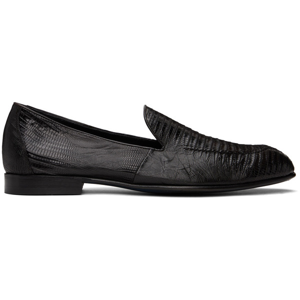  Brioni Black Embossed Loafers 