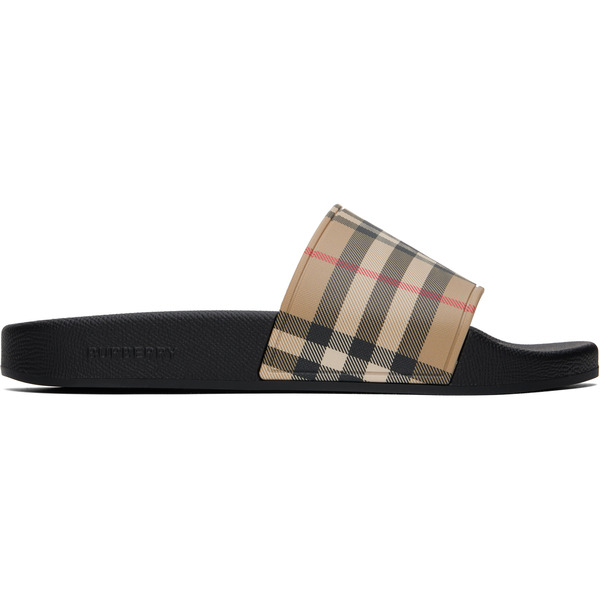  Burberry Beige Check Pool Slides 