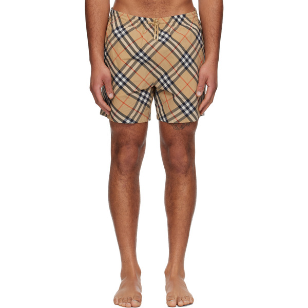  Burberry Beige Check Swim Shorts 