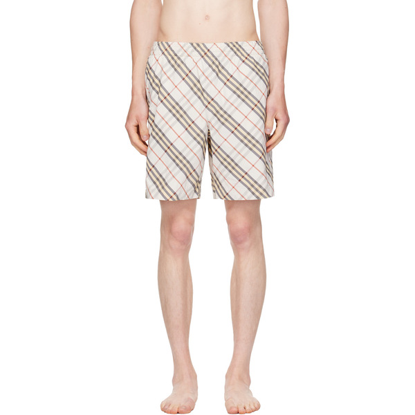  Burberry Beige Check Swim Shorts 