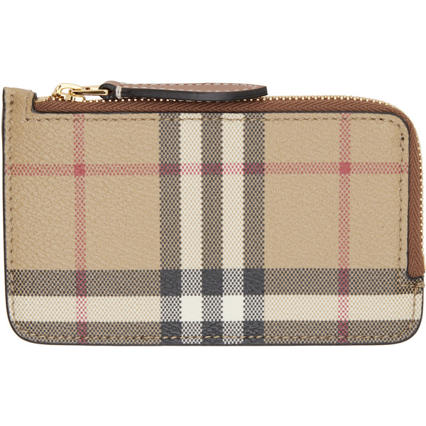  Burberry Beige Check Zip Wallet 