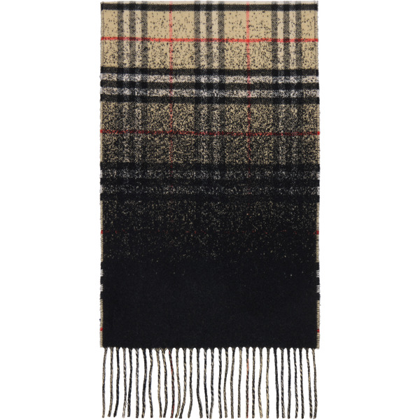  Burberry Beige Gradient Check Cashmere Scarf 