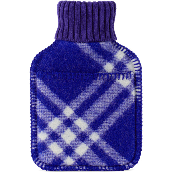  Burberry Navy Wool Check Hot Water Bottle 