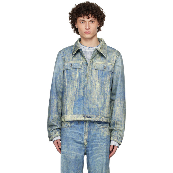  Camperlab Blue Paint Print Denim Jacket 