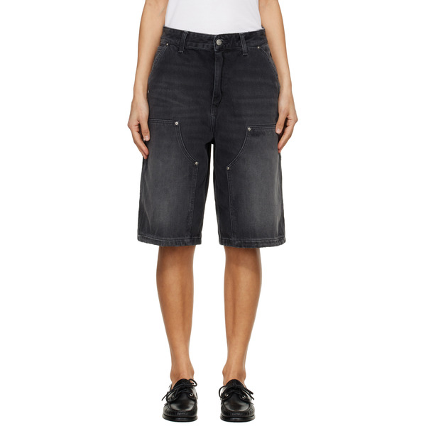  Carhartt Work In Progress Black Nixon Double Knee Denim Shorts 