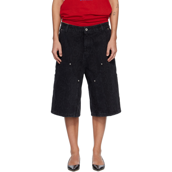  Carhartt Work In Progress Black Snake Nixon Double Knee Denim Shorts 