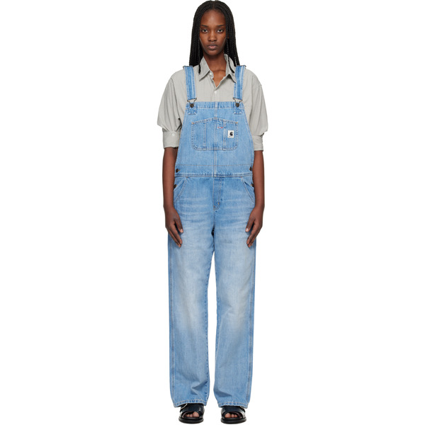  Carhartt Work In Progress Blue Bib Straight Denim Overalls 