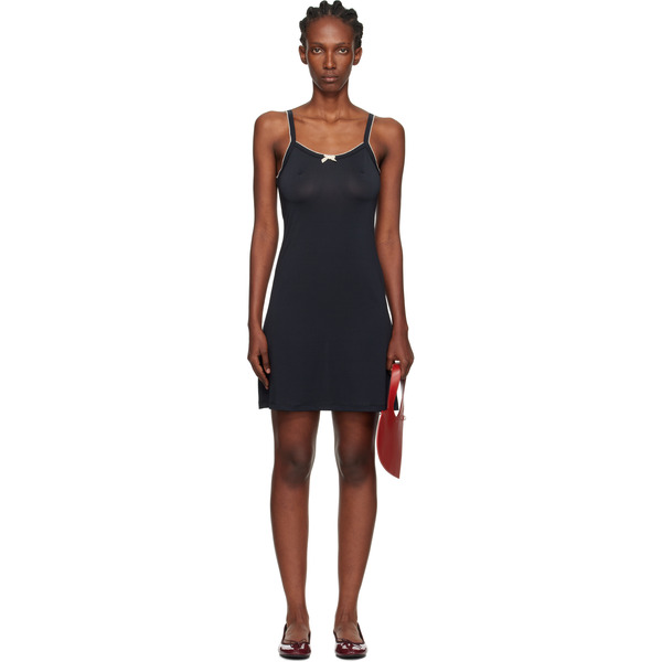  Caro Editions Black Jersey Slip Minidress 